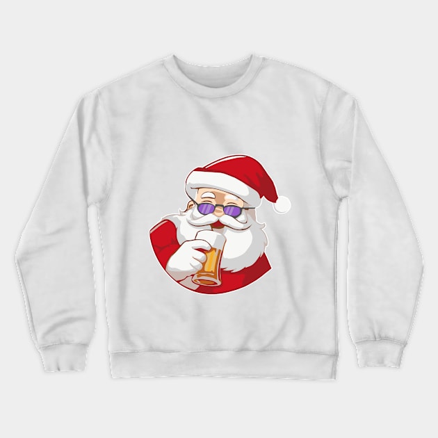 Santa Claus drinking beer Crewneck Sweatshirt by IDesign23